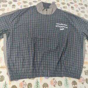 Acne Studios Reversible Plaid Grey Oversized Track Jacket